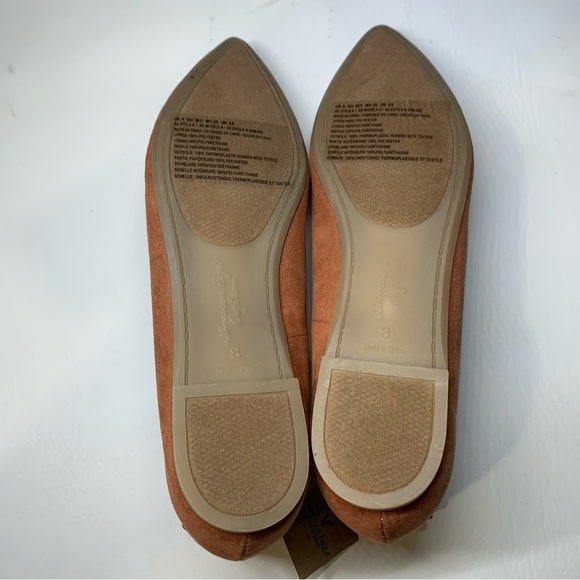 American Eagle Suede Pointed Toe Lace Up Ballet Flats Size 8 NWT Rose - Picture 12 of 14